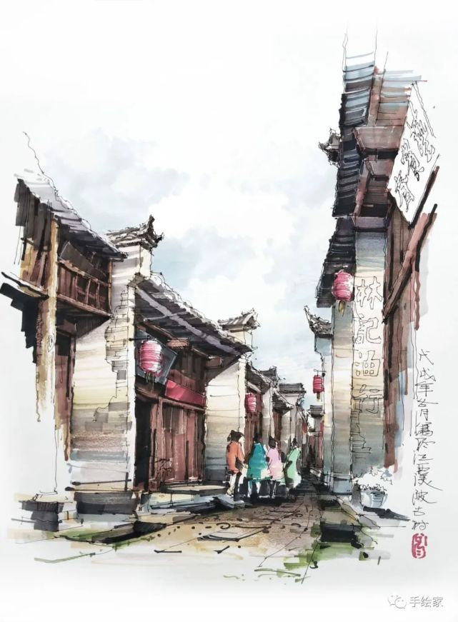 画家林文冬|马克笔下的中国古建风景写生