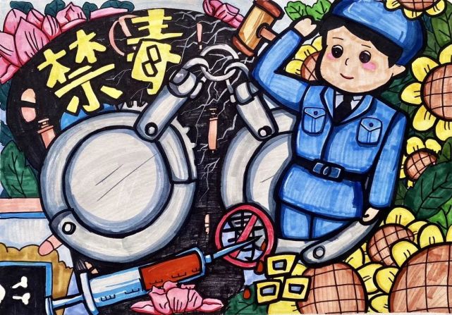 创意满满来看中小学生精心创作的禁毒漫画