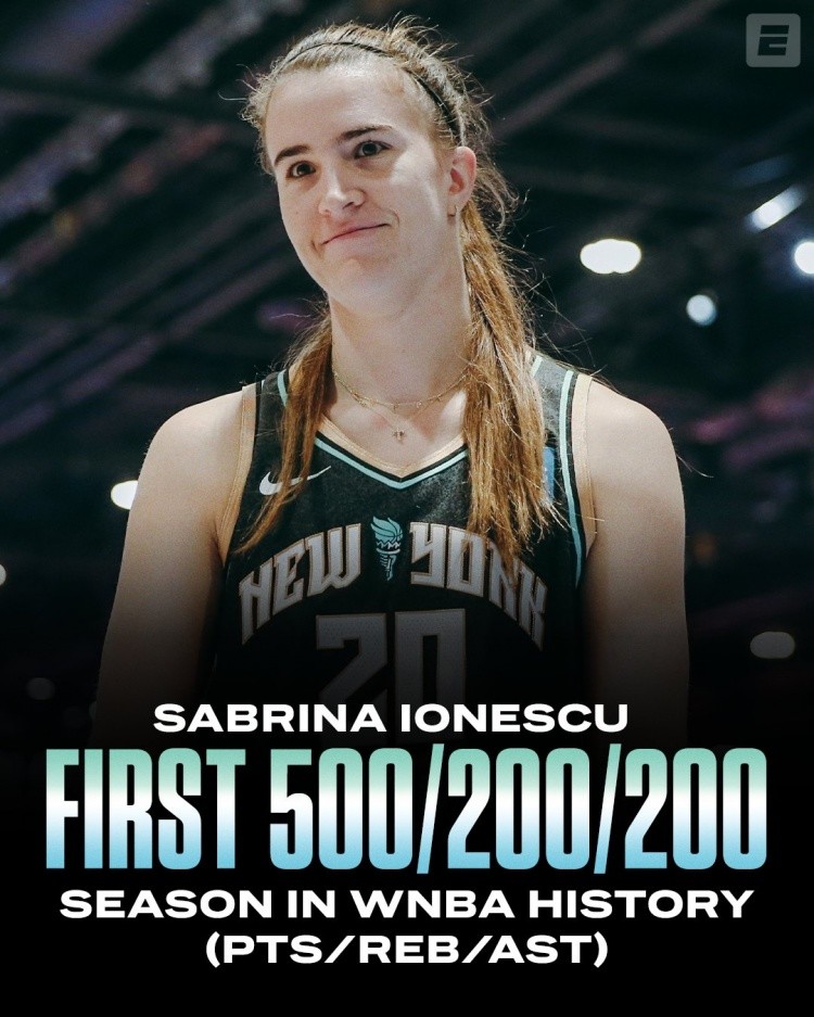 约内斯库单赛季500分200板200助wnba历史第一人