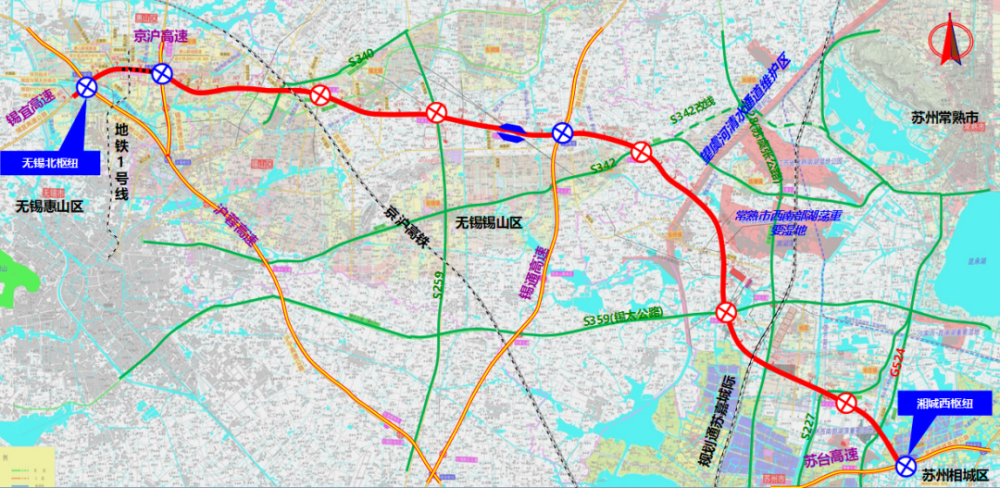 錫太高速起自無錫北樞紐,止於蘇州繞城高速公路的湘城西樞紐,途經我市