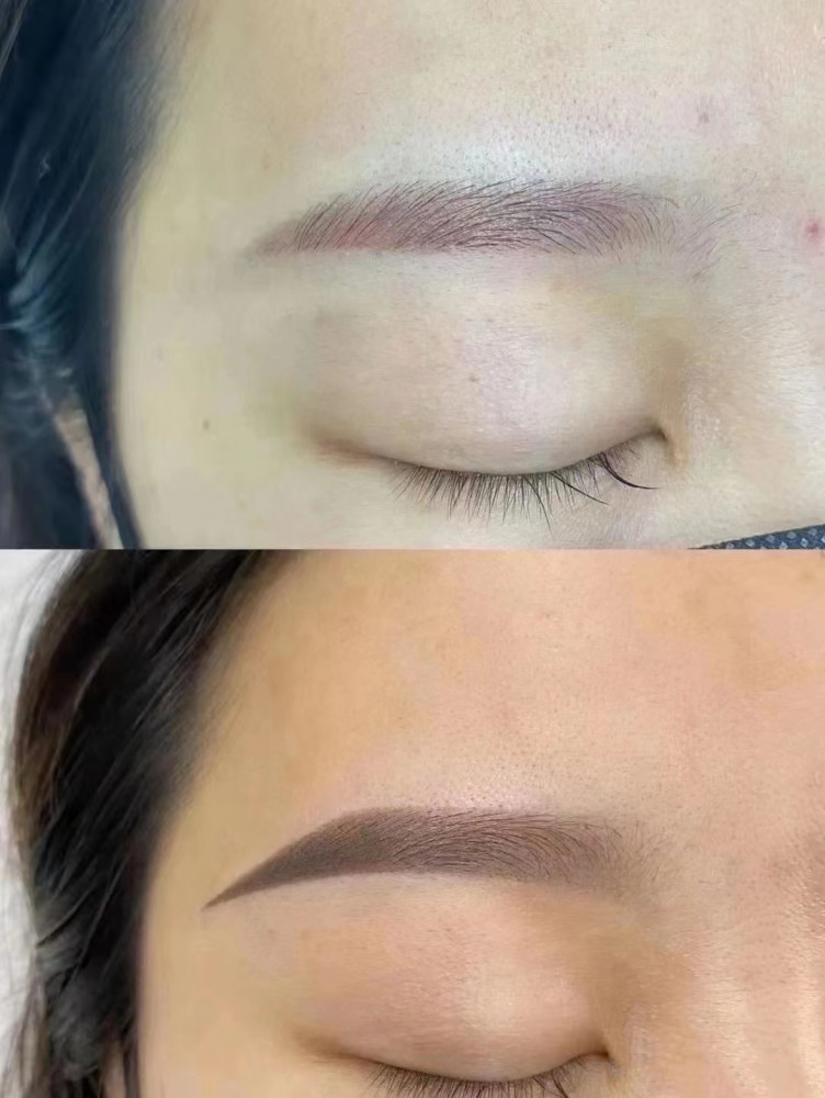 图中可以看到眉毛的底色是属于第1种,浅度的红底.