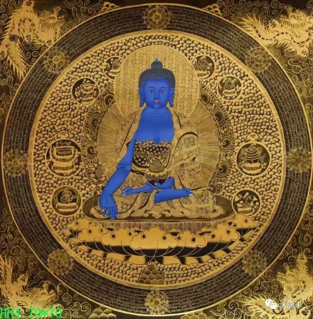 编号138-240033:黑金唐卡-药师佛坛城(70×70cm左右)