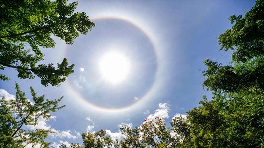 重庆南天湖景区现日晕景观 太阳自带光环耀眼夺目