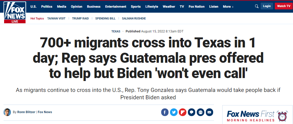 得州议员吐槽：危地马拉能在移民问题上帮忙，但拜登甚至不愿打个电话