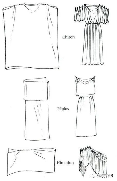 其实也是一块长方形布各种折叠别针固定而成的,它和多里亚式希顿很像