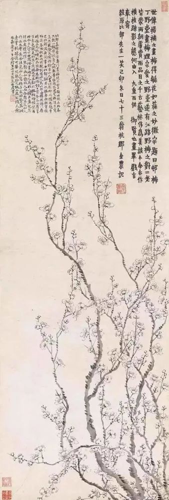 国内正規総代理店アイテム】 模写 肉筆保証 書道 金農 揚州八怪 画梅題