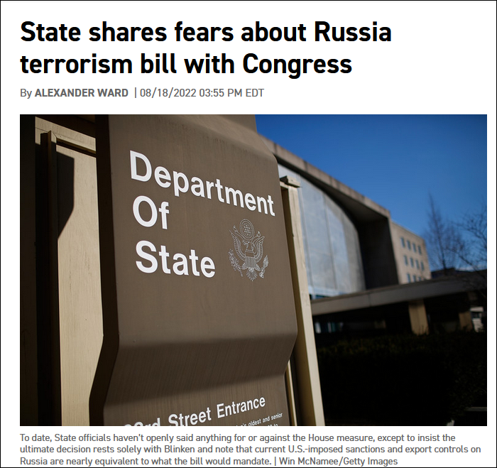 美媒：美国务院劝国会，将俄罗斯列为支恐国家会导致“严重问题”副局长什么级别