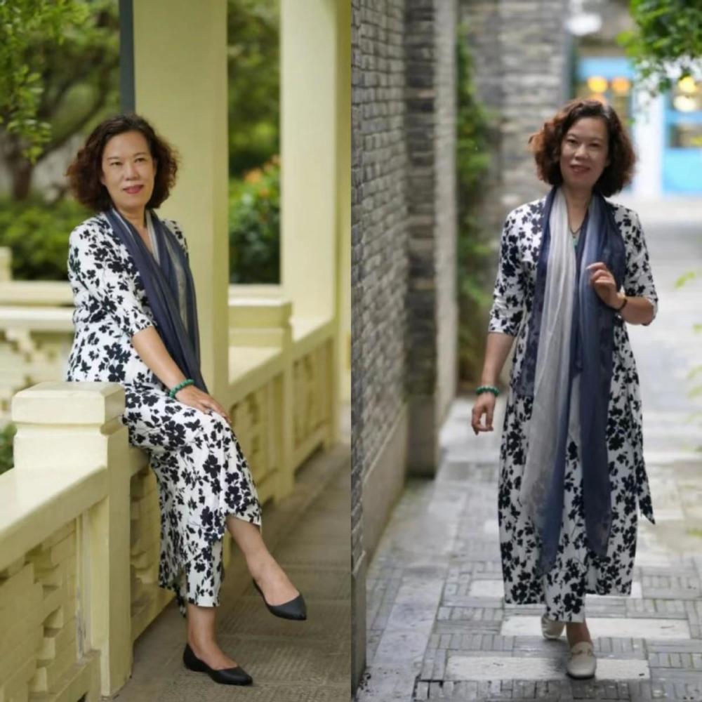 穿裙就学这位中国大妈:裙长过膝,搭配这些配饰,身材微胖也优雅插图