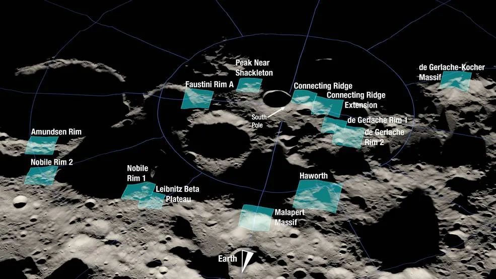 NASA公布了阿尔忒弥斯3号的13个候选着陆区
