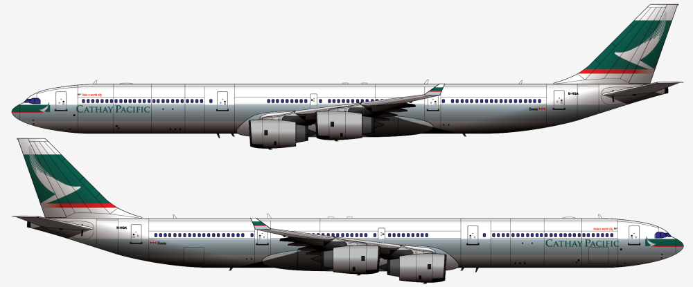 本廠長繪製的國泰航空公司a340-600客機二視圖在中國內地原本使用a340