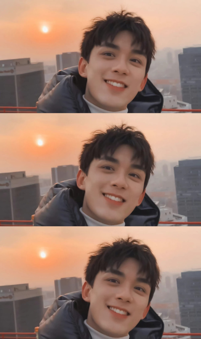 吴磊分享生活随拍,落日余晖下的少年笑起来好有感染力