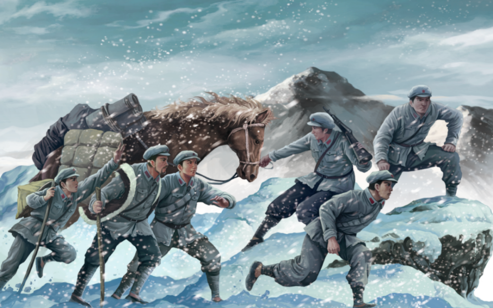 年代感,同时考虑到长征的历史军事题材,选用稳重又大气的写实油画风