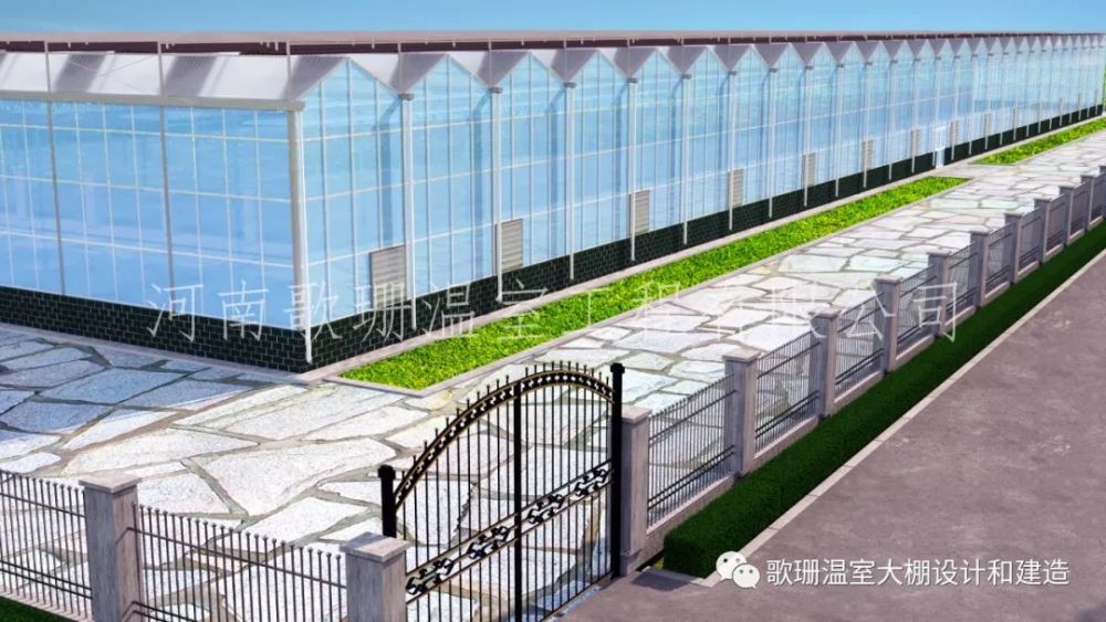 歌珊温室焦作市博爱县金西农业连栋pc阳光板玻璃温室项目效果图展示