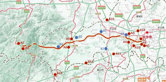 湘江新区梅溪湖象鼻山东南侧,于g0401长沙绕城高速梅溪湖隧道和学士