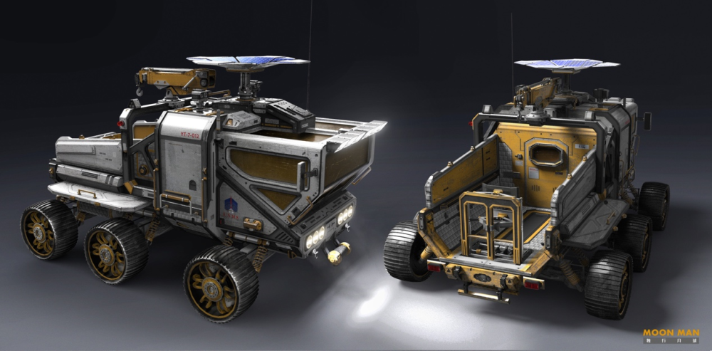 独孤月开着类似于月球车追赶准备发射的火箭,还有一款则是科幻电影