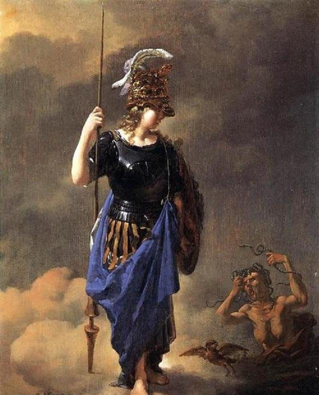 雅典娜女神像油画图片