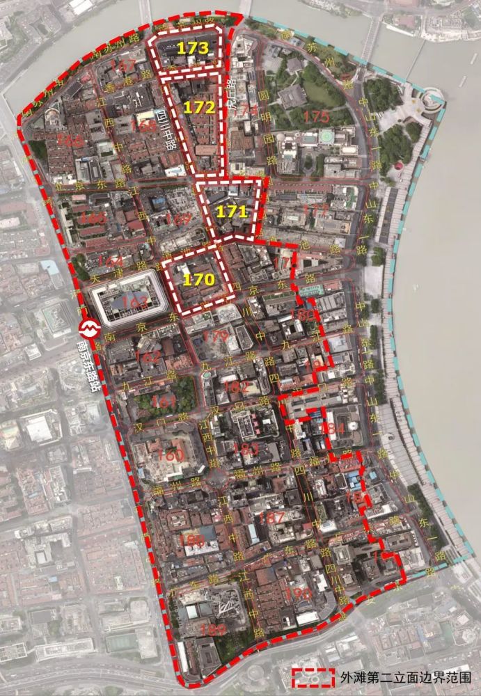 位圖外灘源二期和170街坊項目將聯動外灘源一期,南京路東拓等現有項目