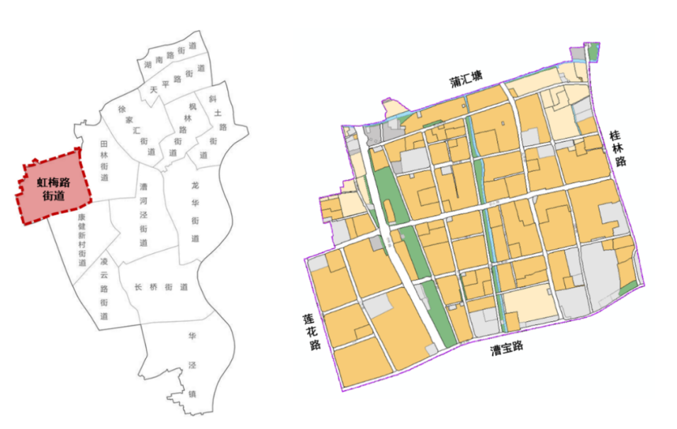 试点所在区位及四至边界虹梅路街道地处徐汇区西南部,辖区东起桂林路