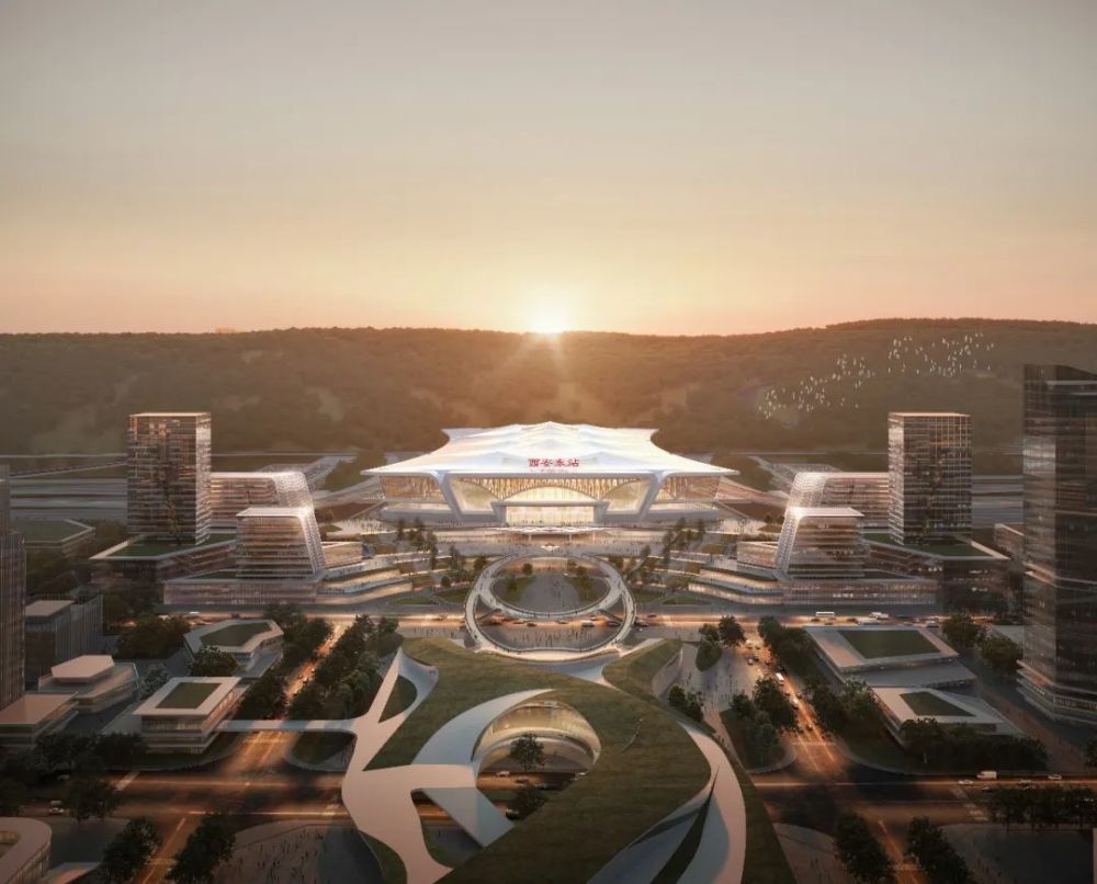 西安东站站前设计曝光:白鹿原下即将崛起一座新城!_腾讯新闻