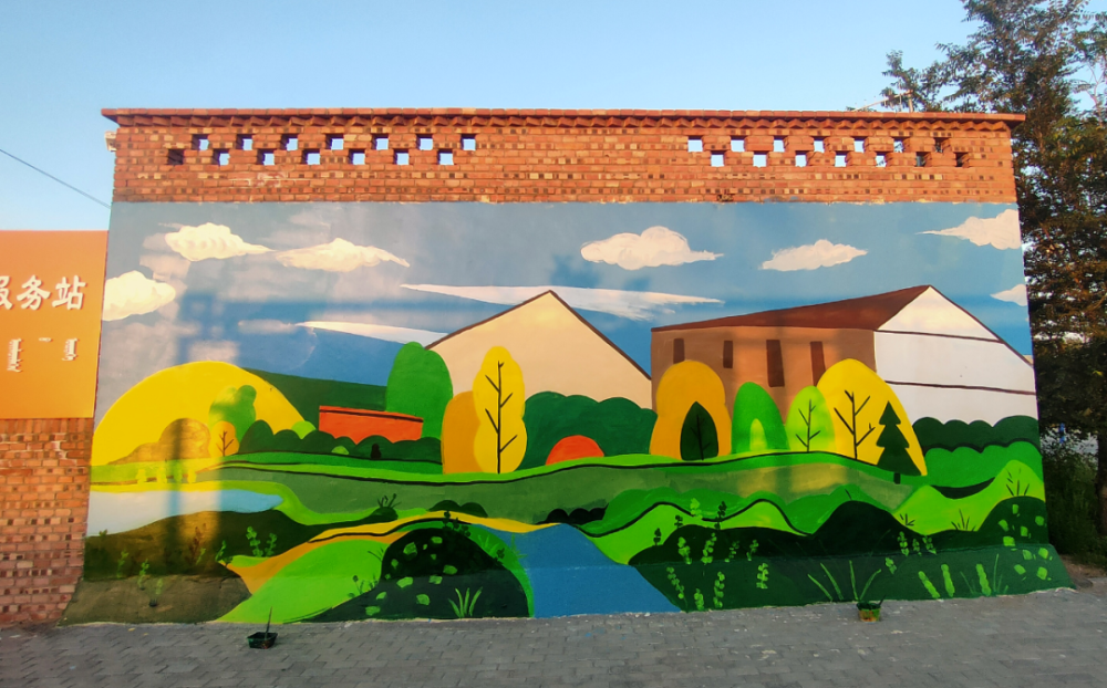巴音陶亥镇手绘文化墙扮靓新农村