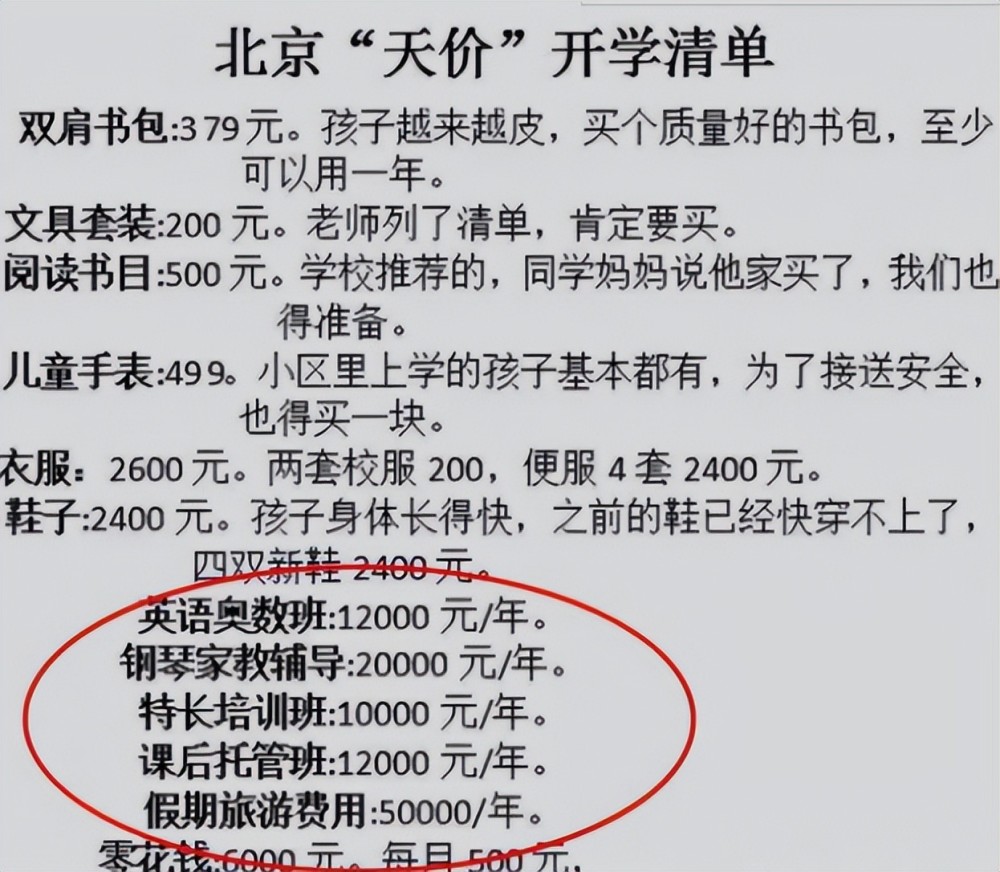 海淀妈妈晒出新学期“培养清单”，教育观之下，普通家庭只能叹息