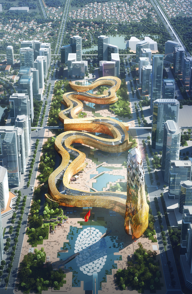 由dewanarchitects   engineers 设计的龙塔(the dragon tower)位于