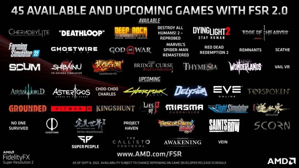 AMD发布FSR2.1技术：提高游戏中画质，减少重影和闪屏