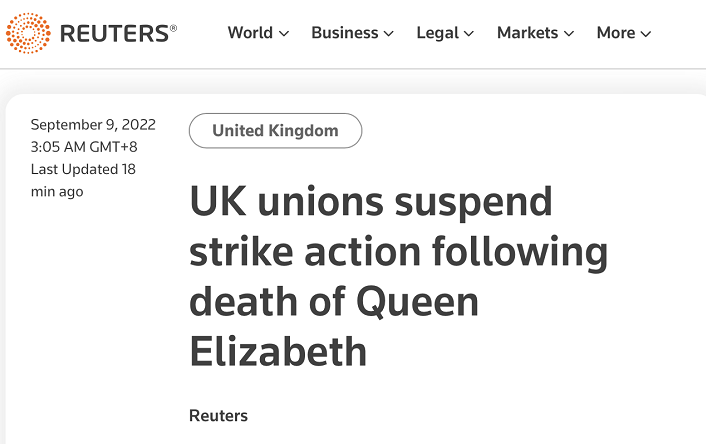 英媒：女王去世后，多个英国工会暂停罢工行动我爱音乐九年级上册目录