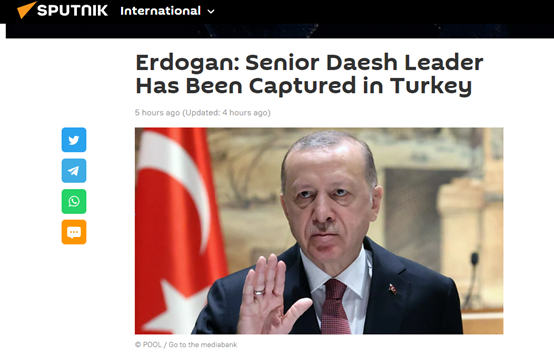 土耳其总统埃尔多安：土方成功抓获IS一名头目