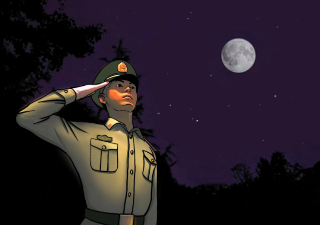 月光下哨兵坚守战位,守护首都一方安宁.