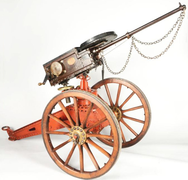 加德纳在美国南北战争(1861~1865)中注意到了加特林机枪的威力,于是在