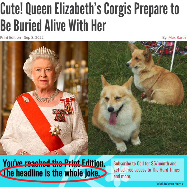 较真|英国女王去世后,她的两只柯基要活埋殉葬?网友玩梗,切勿当真