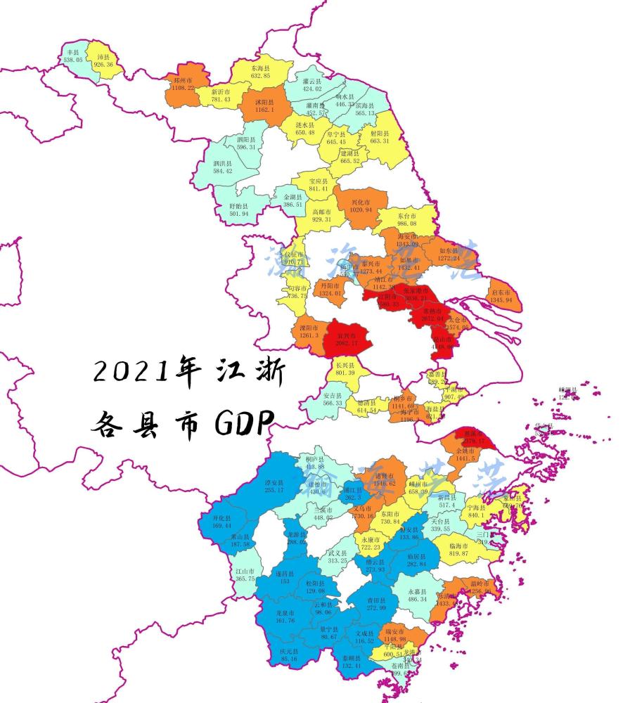 2021年江浙两省各县市gdp常住人口和人均gdp谁夺得两个第一