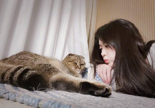 阿娇近照是初恋的感觉,薛凯琪猫咪合照少女感满满