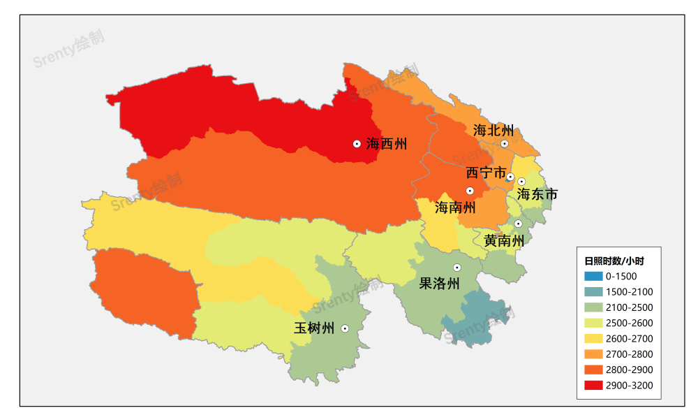 19682020年青海省各地日照時數