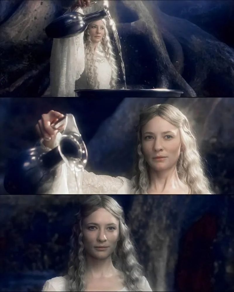 比如最强女精灵凯兰崔尔,演员长相清丽,奈何角色全程穿着盔甲,灰头土