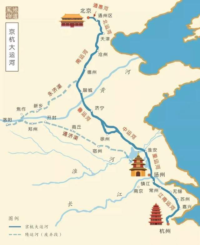京杭大运河起点和终点图片
