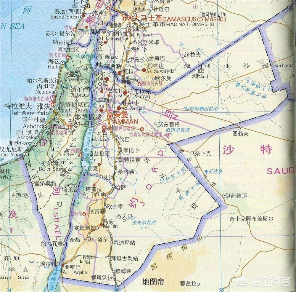 巴勒斯坦周边国家地图图片