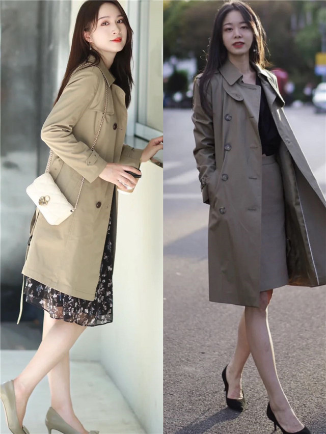 上海女生是真会穿,风衣与"裙子"搭配时髦又有女人味,又美又飒插图10