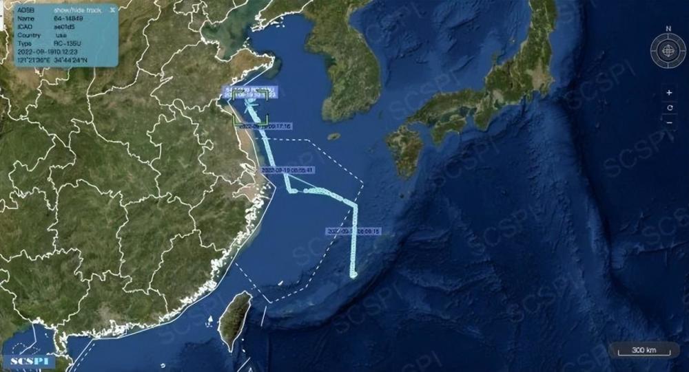 横穿东海防识区，美军机抵近中国海岸线，由北向南展开高强度侦察
