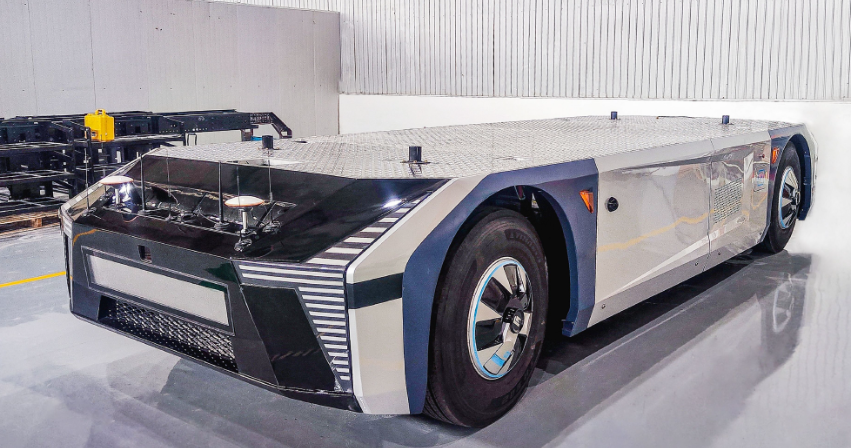 无方向盘无驾驶室坤浪科技展示商用无人平板车