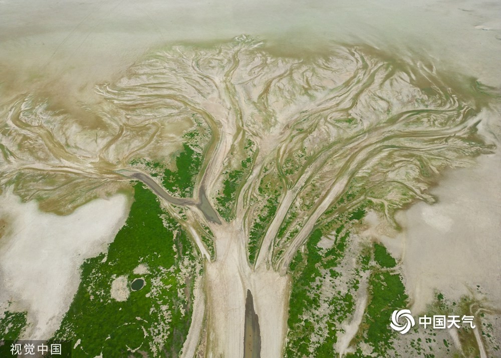 江西鄱阳湖进入极枯水位水体大面积萎缩露出湖底