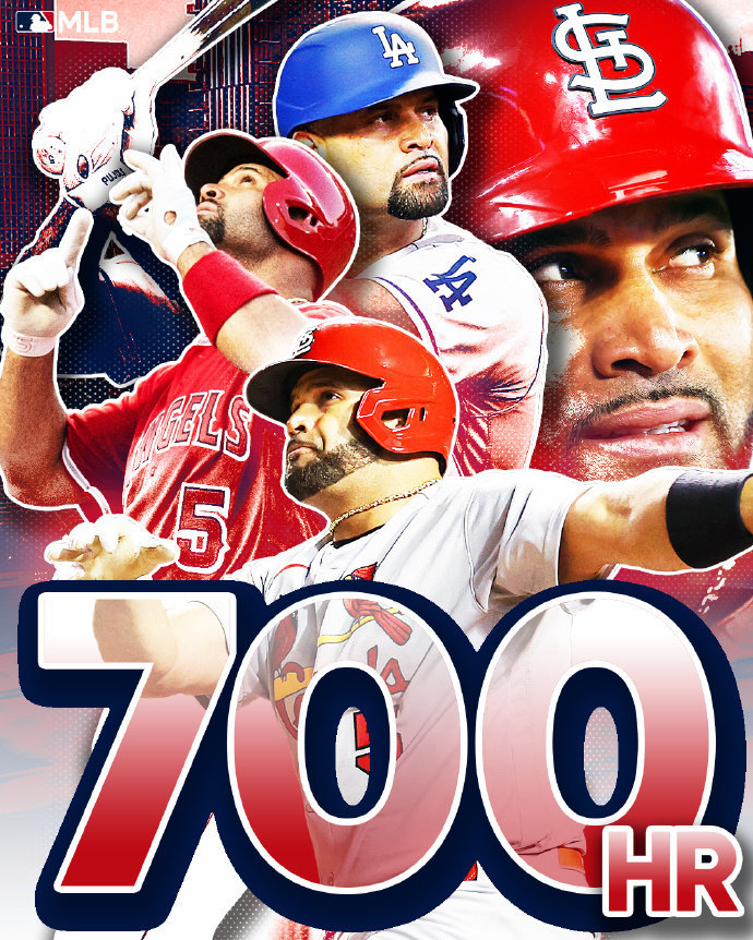mlb常规赛红雀110道奇普侯斯达成生涯700轰历史第四人