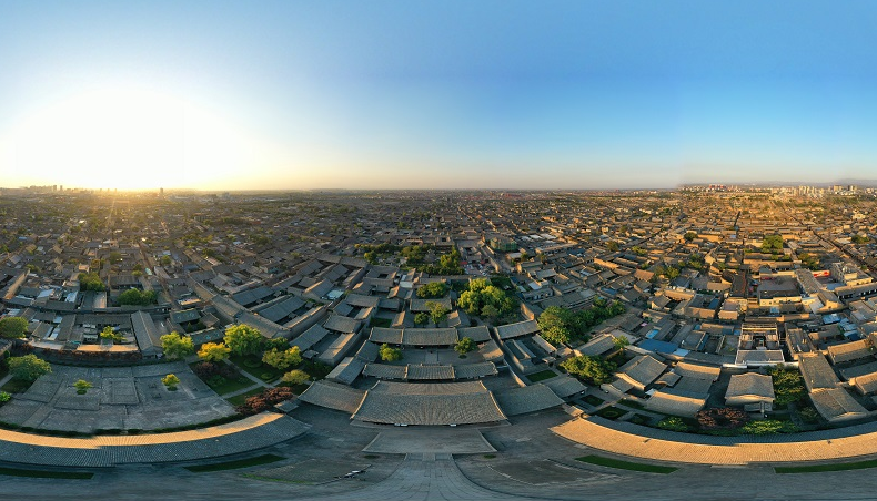 晋彩向未来航拍镜头下的平遥古城图