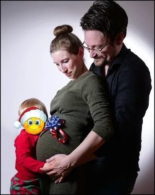 米尔斯晒出二胎孕照.斯诺登一家四口.