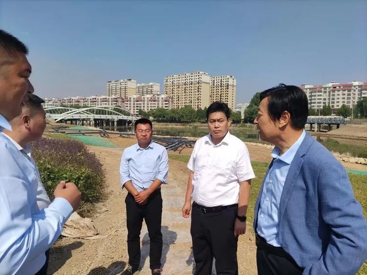 連心島建設現場,昌源水務負責同志彙報了工程建設情況,崔區長就婚姻