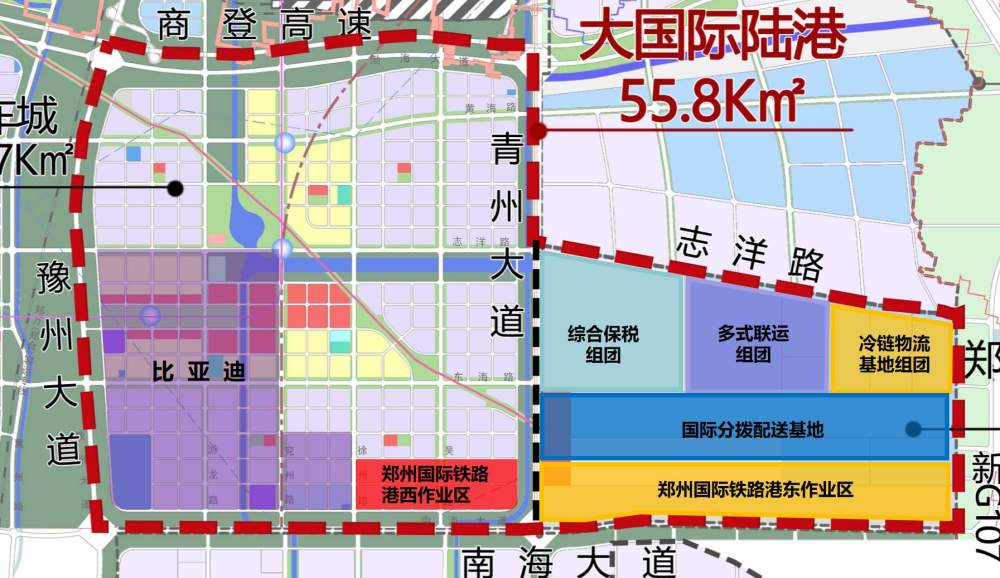 西側緊鄰航空港實驗區規劃的汽車城板塊,項目北部緊鄰規劃中的鄭州港