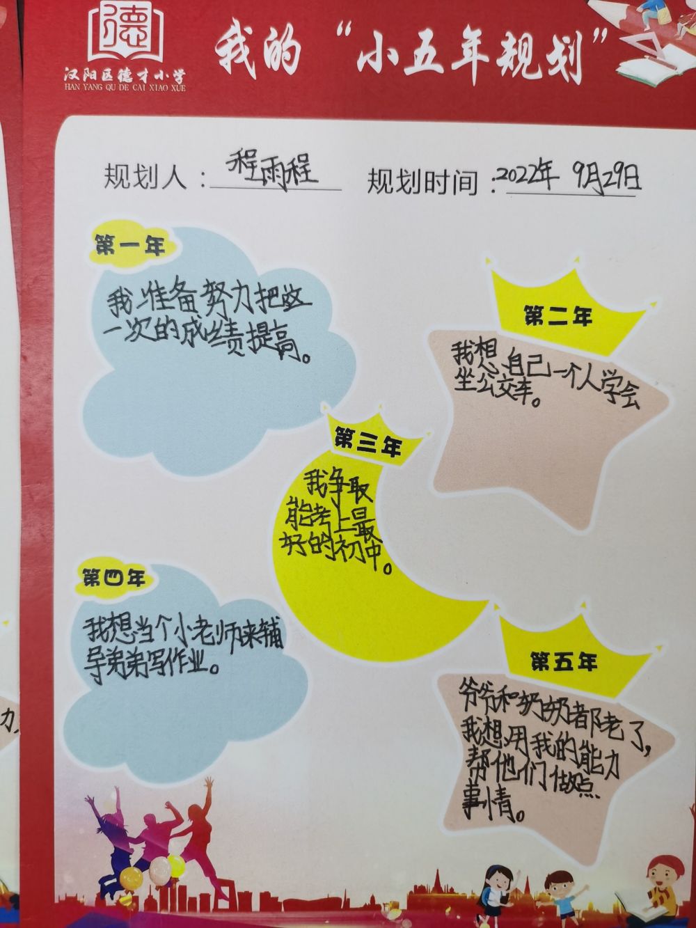 制定"我的小五年规划",看看孩子们都写了啥……_腾讯新闻