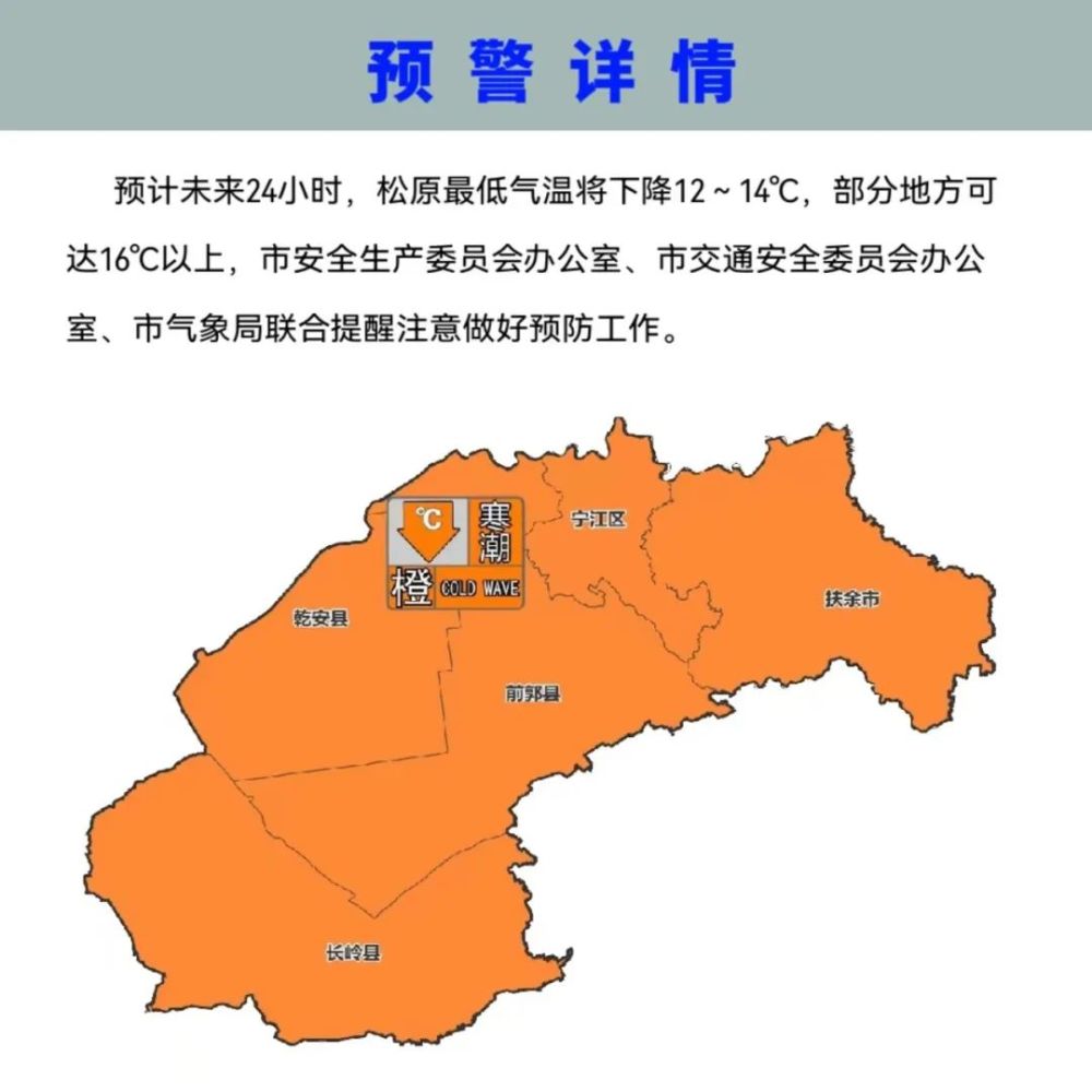 寒潮橙色预警提醒您出行请注意安全