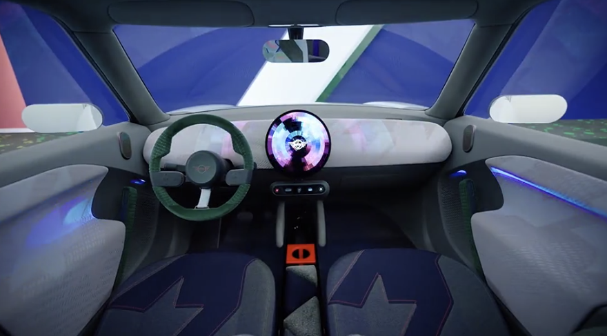 宝马mini首款纯电动跨界概念车亚洲首秀,采用圆形oled中央显示屏_腾讯